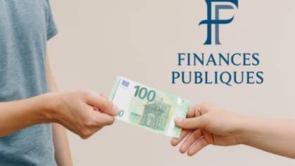 Échange de billets en euros avec un document des Finances Publiques en arrière-plan, illustrant un don familial en 2025.