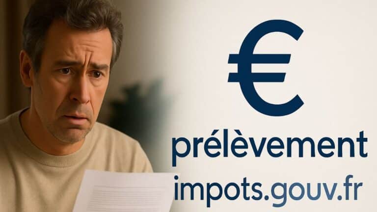 Un homme consulte son relevé de compte, préoccupé par un prélèvement fiscal récent