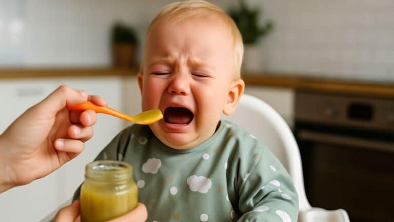 Un bébé mécontent de ses petits pots