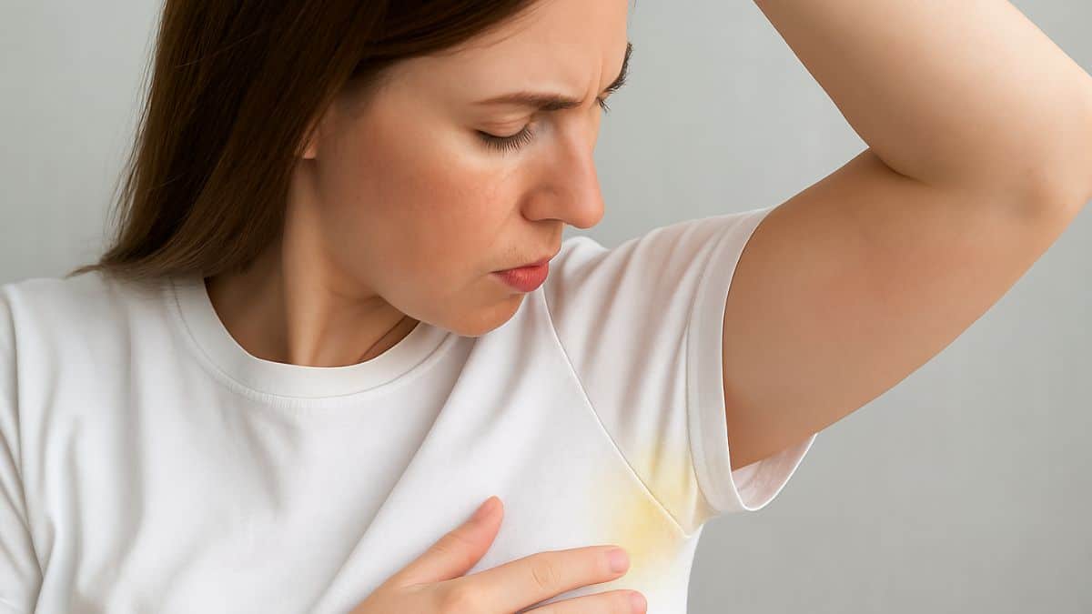 Une femme découvre des taches jaunes sur son t-shirt
