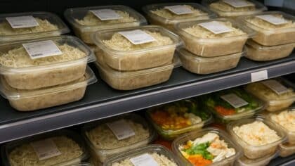 Un rayon rempli de plats préparés