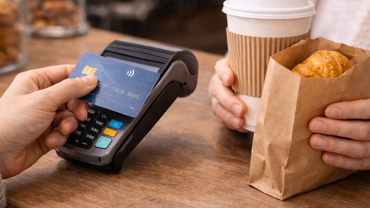 Client effectuant un paiement en caisse, illustrant un choix quotidien répété lors des dépenses