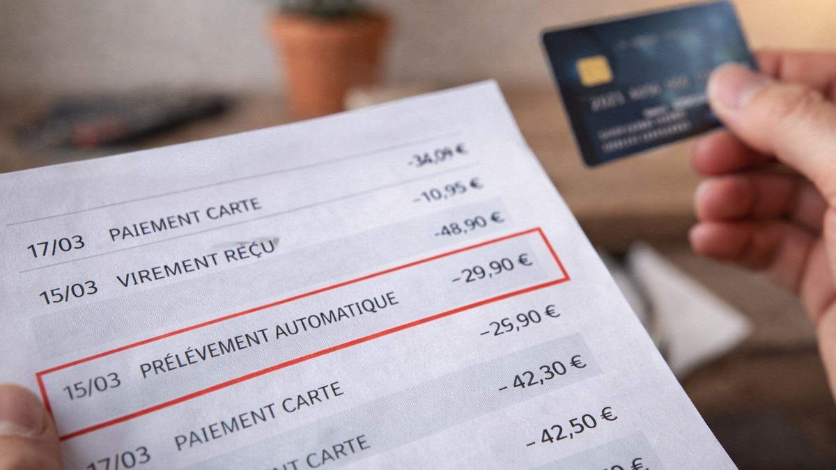 Mains tenant un relevé bancaire, illustrant une dépense mensuelle régulière rarement remise en question