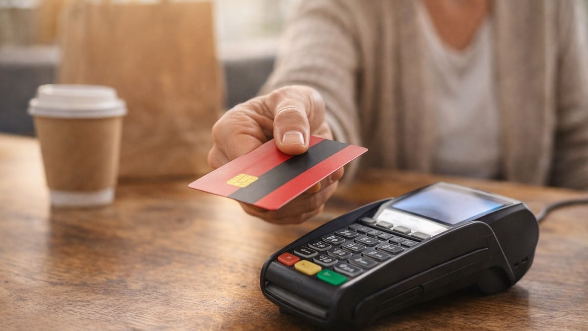 Paiement par carte bancaire sur un terminal, illustrant un réflexe de dépense du quotidien