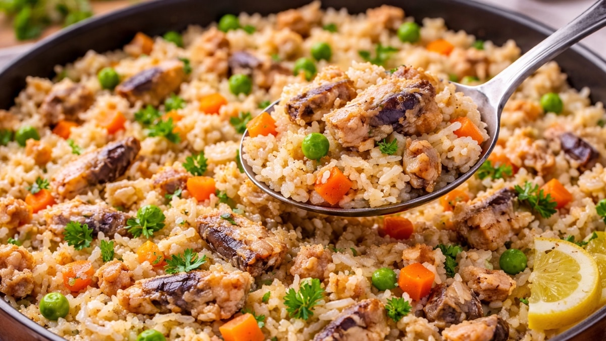 repas avec sardines et riz