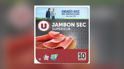 Paquet de jambon sec concerné par un rappel dans les magasins U