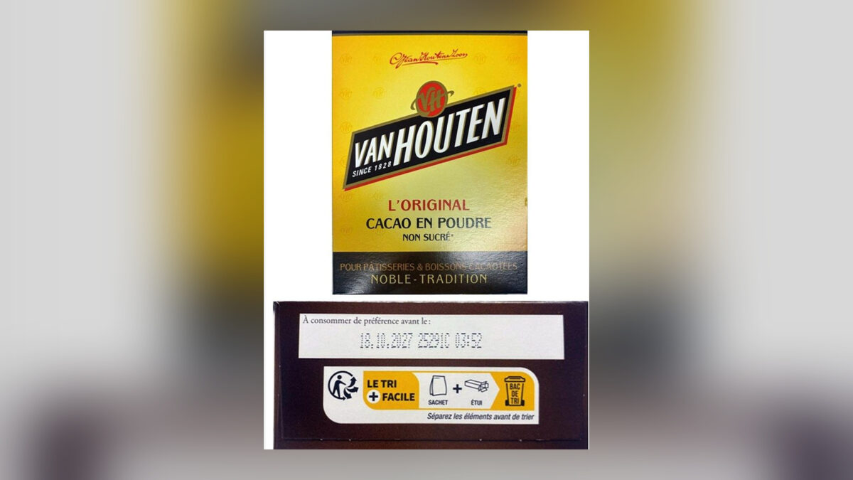 Boîte de cacao en poudre Van Houten de 255 g concernée par un rappel national